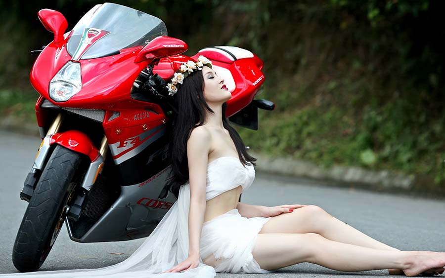 Beautiful girls and motorcycles in Kota Baru
